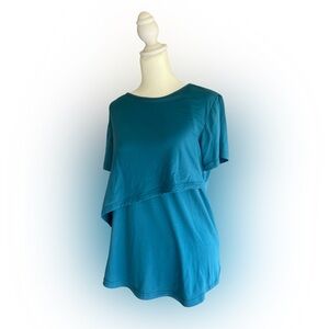 Women’s Teal Short-Sleeve Layered Nursing Tee